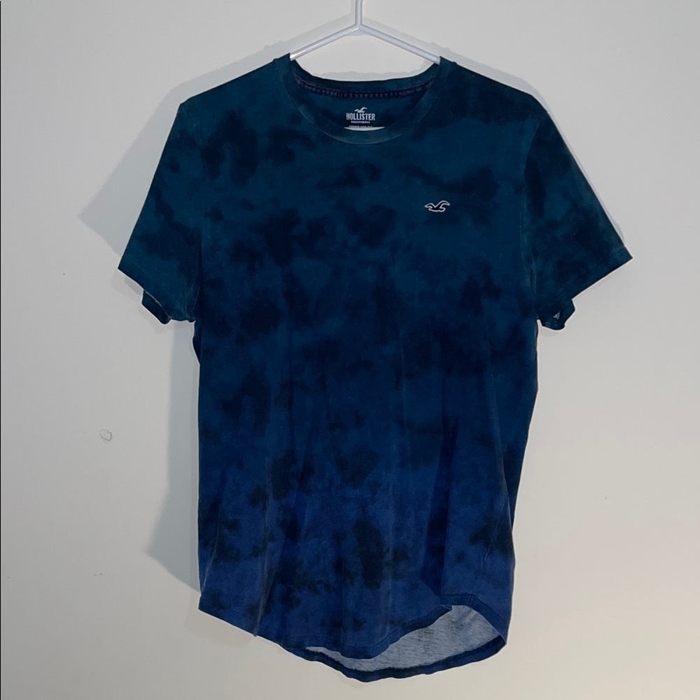 Navy Blue Tie-Dye Short Sleeve Tee with Crew Neck